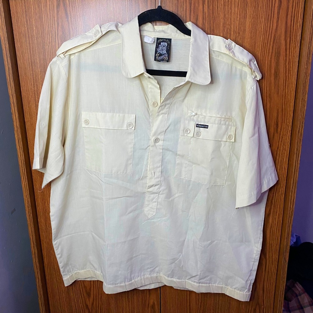 Kennington Safari Shirt Mens XL Cream Vintage Epaulet Popover S/S